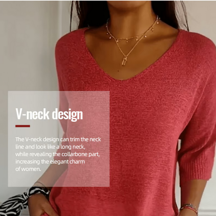 Knit top with V-neck