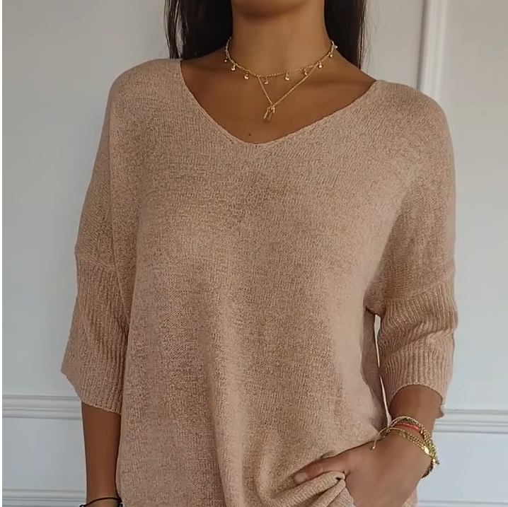 Knit top with V-neck