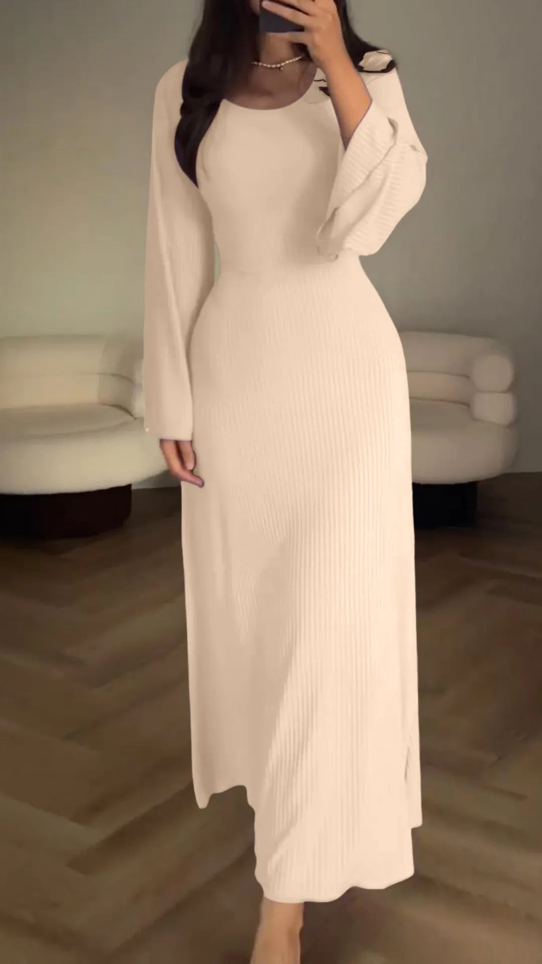 Rochie tricotată elegantă cu talie înnodată